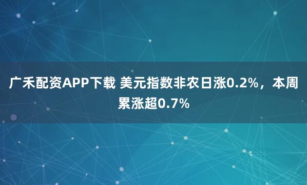 广禾配资APP下载 美元指数非农日涨0.2%，本周累涨超0.7%